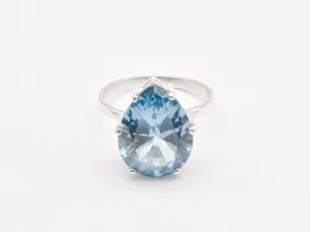 Large Aquamarine Ring - Blue Engagement Ring - Large Teardrop Earrings