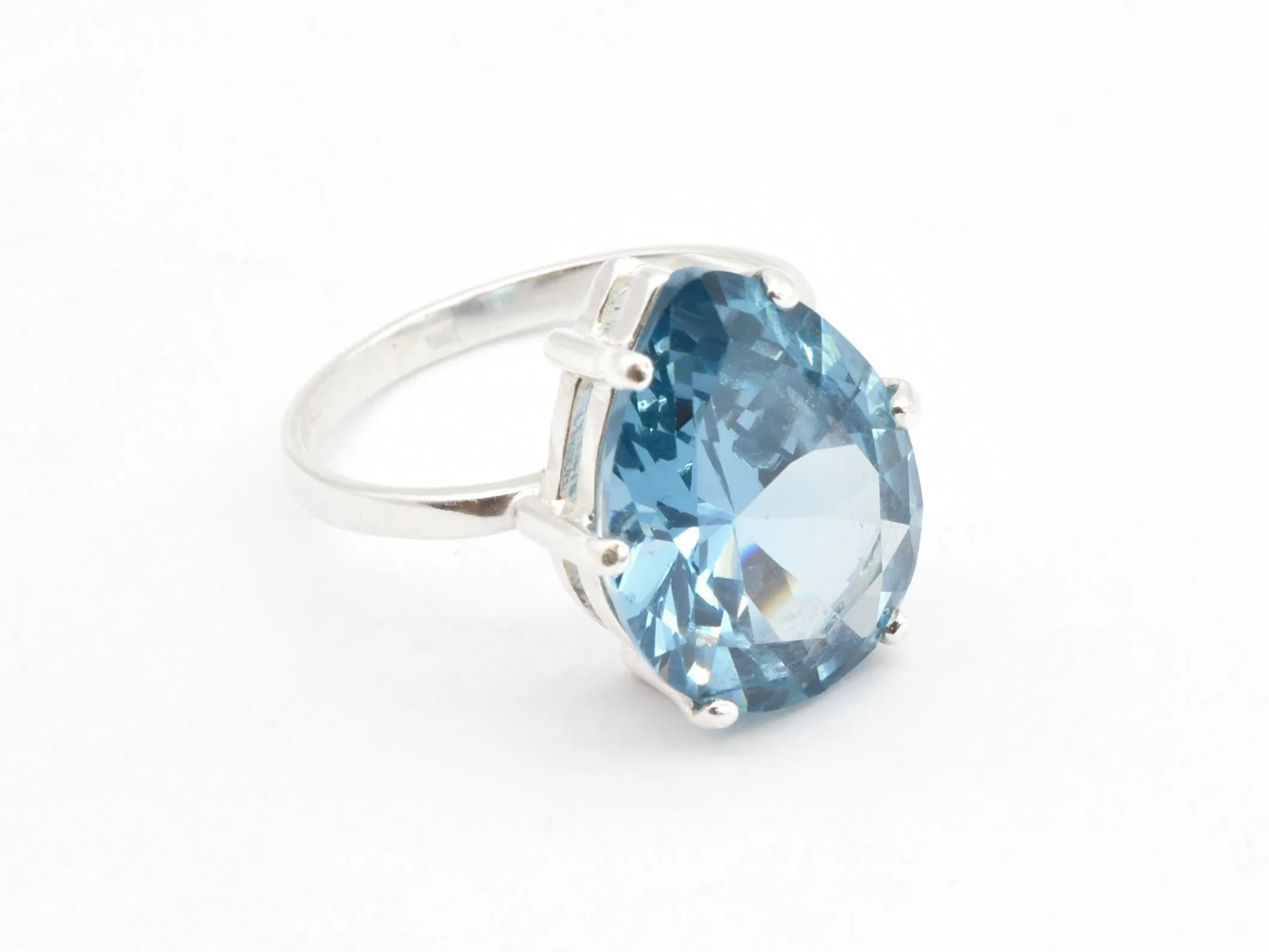 Large Aquamarine Ring - Blue Engagement Ring - Large Teardrop Earrings
