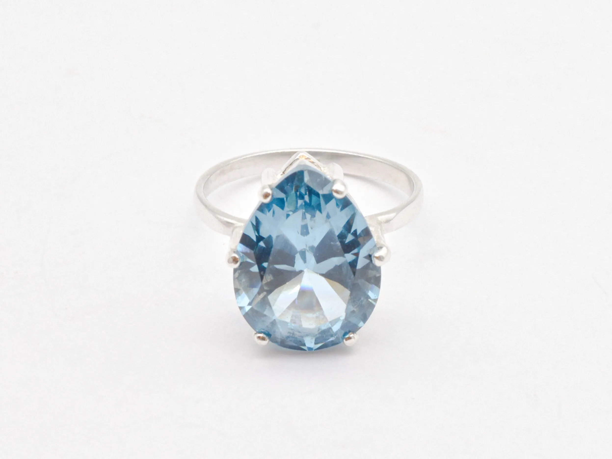 Large Aquamarine Ring - Blue Engagement Ring - Large Teardrop Earrings