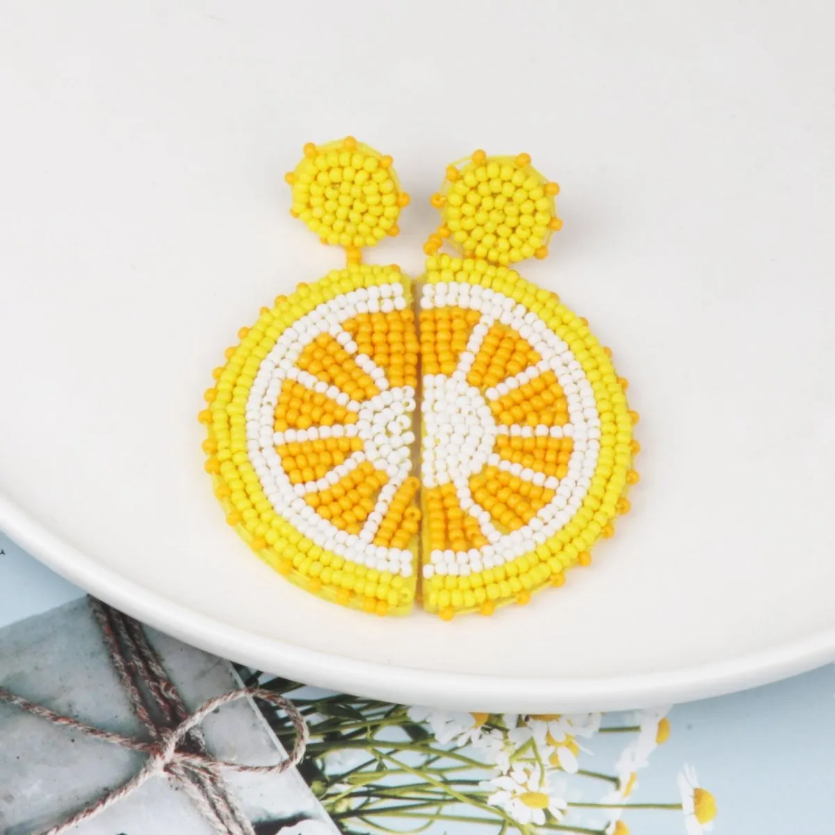Lemon Zest Beaded Earrings