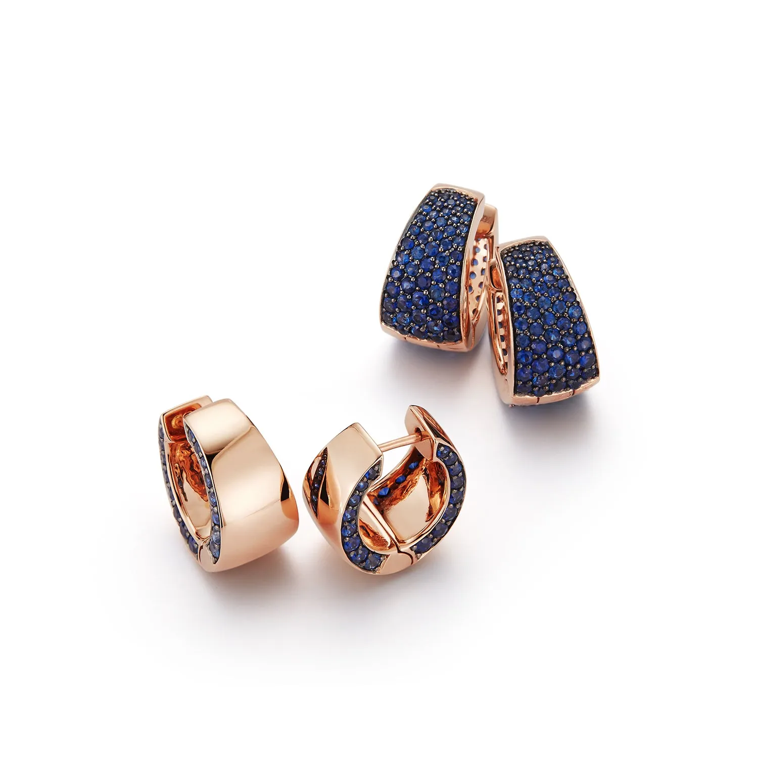 LYTTON 18K HOOPS WITH BLUE SAPPHIRE EDGE