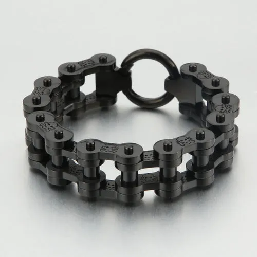 Men's Titanium Steel Bicycle Bracelet with Pirate Design in European and American Hip-Hop Style