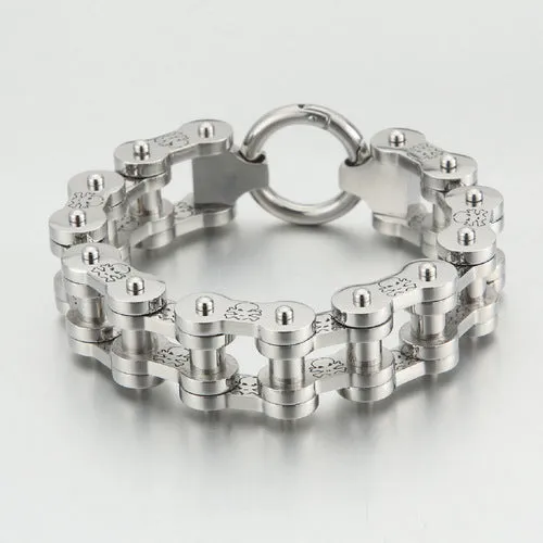 Men's Titanium Steel Bicycle Bracelet with Pirate Design in European and American Hip-Hop Style