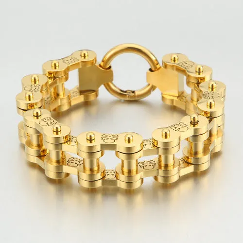 Men's Titanium Steel Bicycle Bracelet with Pirate Design in European and American Hip-Hop Style