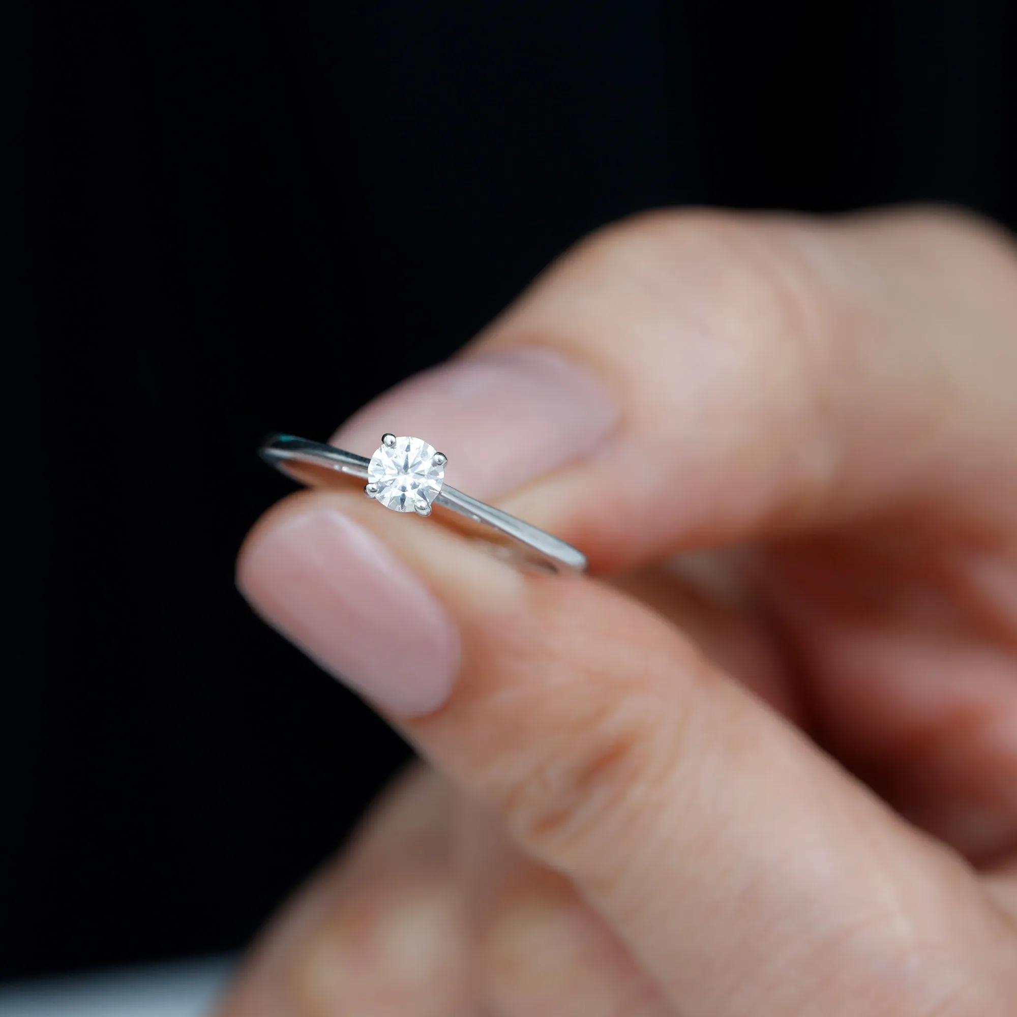 Minimal Round Lab Grown Diamond Solitaire Ring