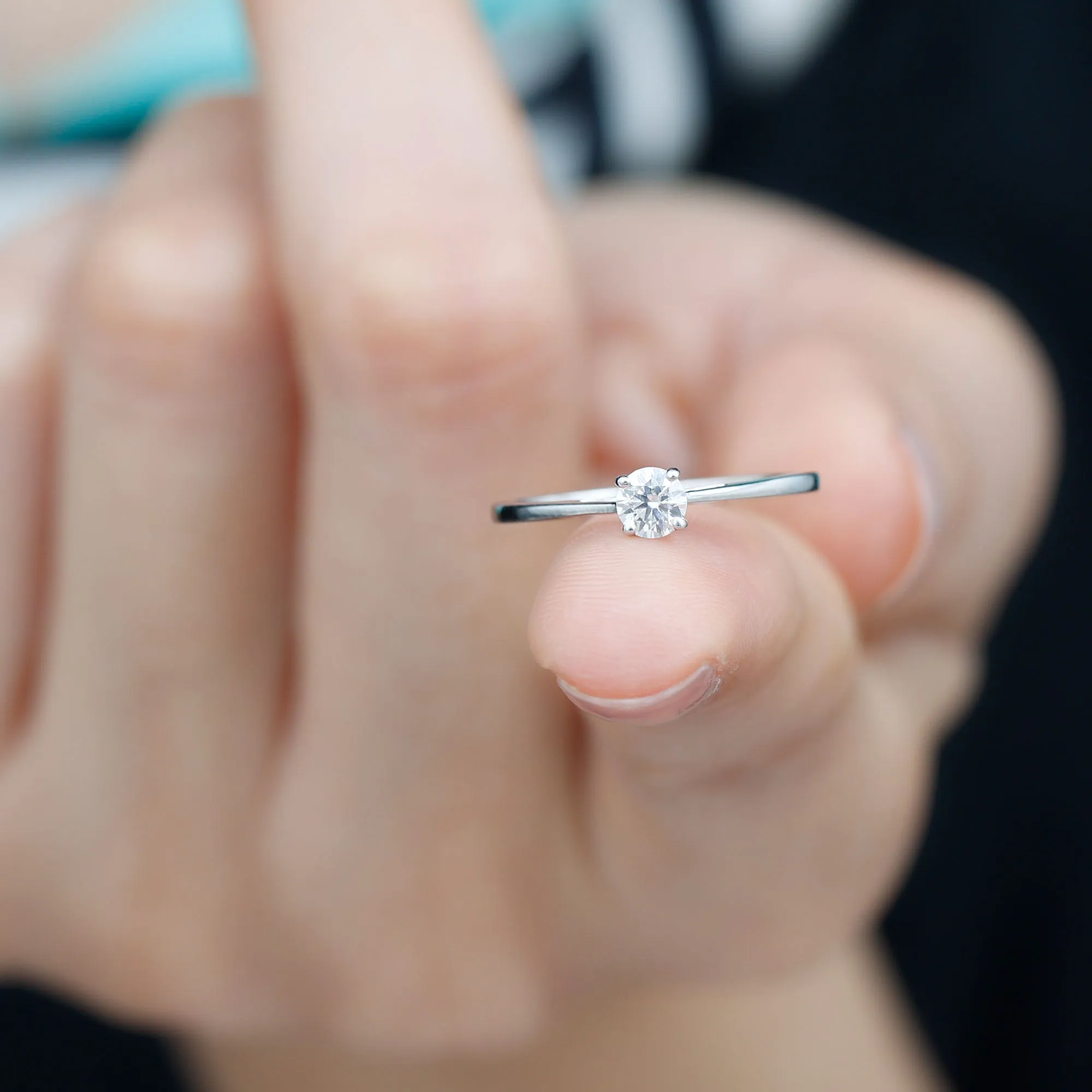 Minimal Round Lab Grown Diamond Solitaire Ring