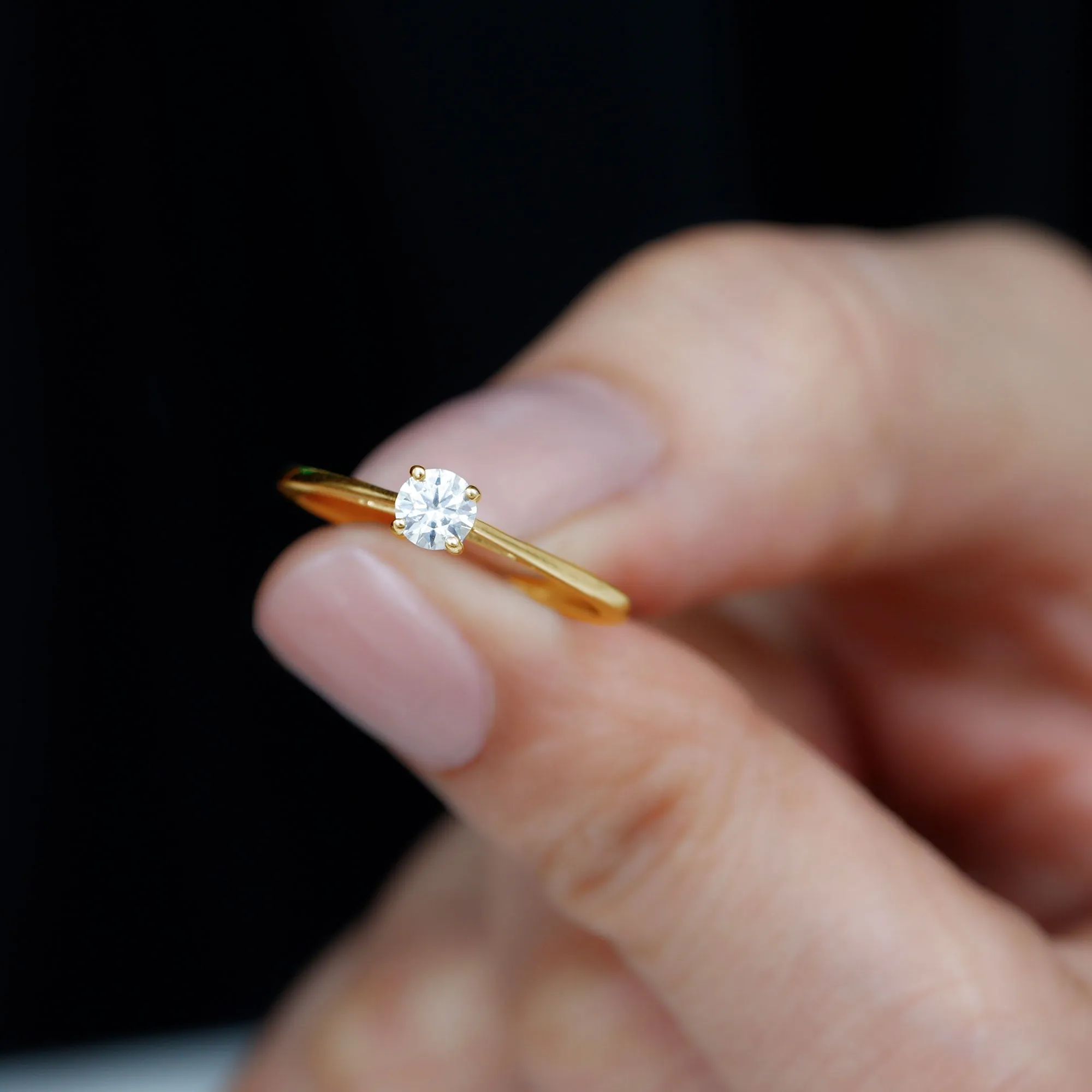 Minimal Round Lab Grown Diamond Solitaire Ring