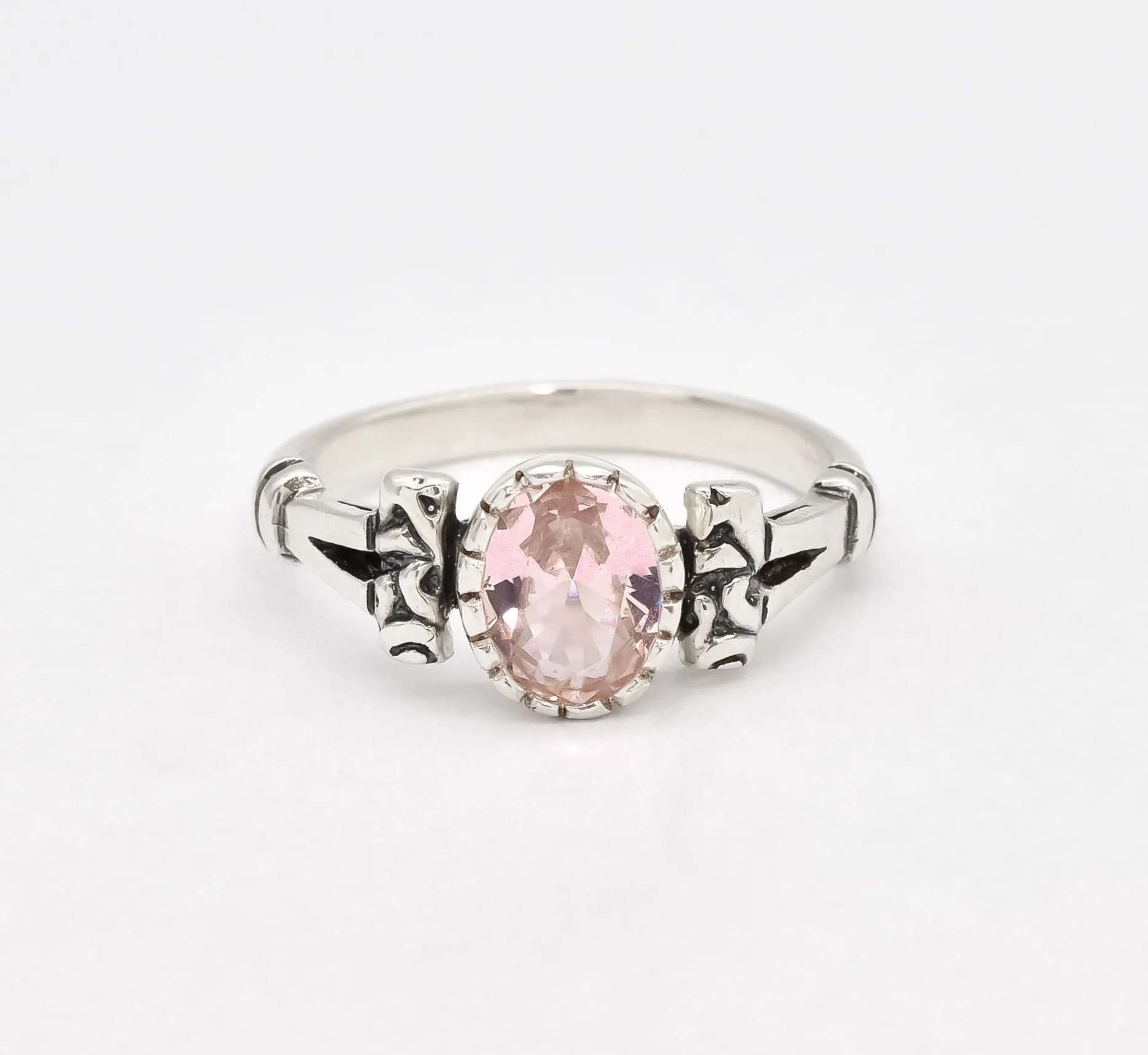 Morganite Ring - Pink Vintage Ring - Oval  Morganite Ring
