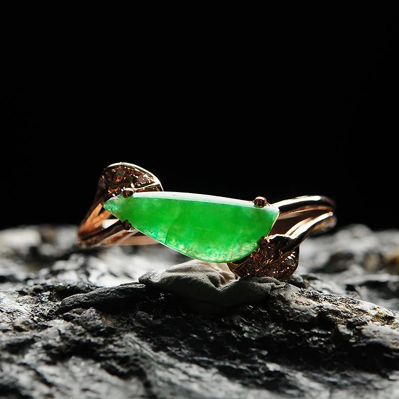 Natural Jade Ring Jadeite Gold Ring RG91