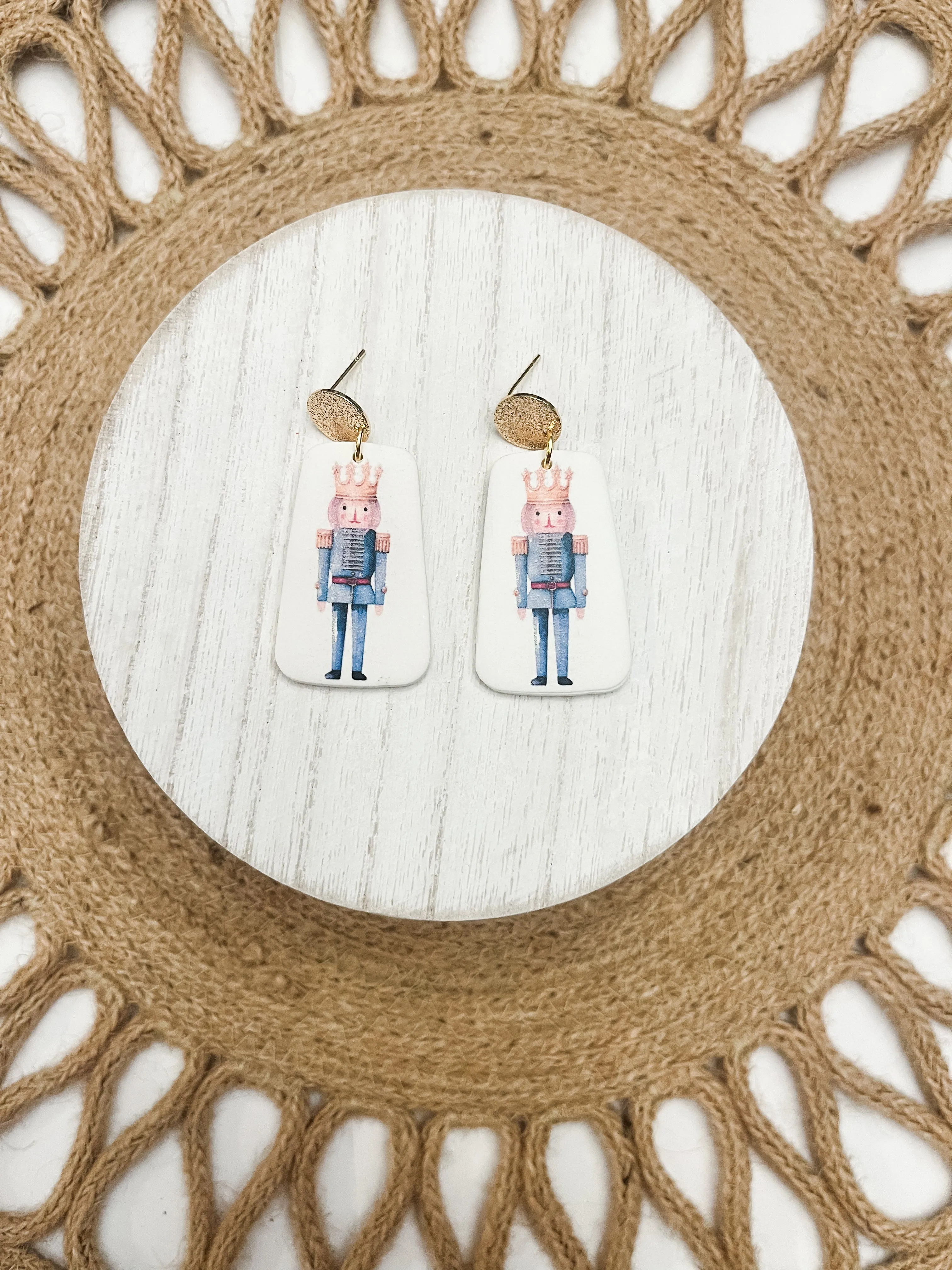 Nutcracker with Crown Polymer Clay Earrings