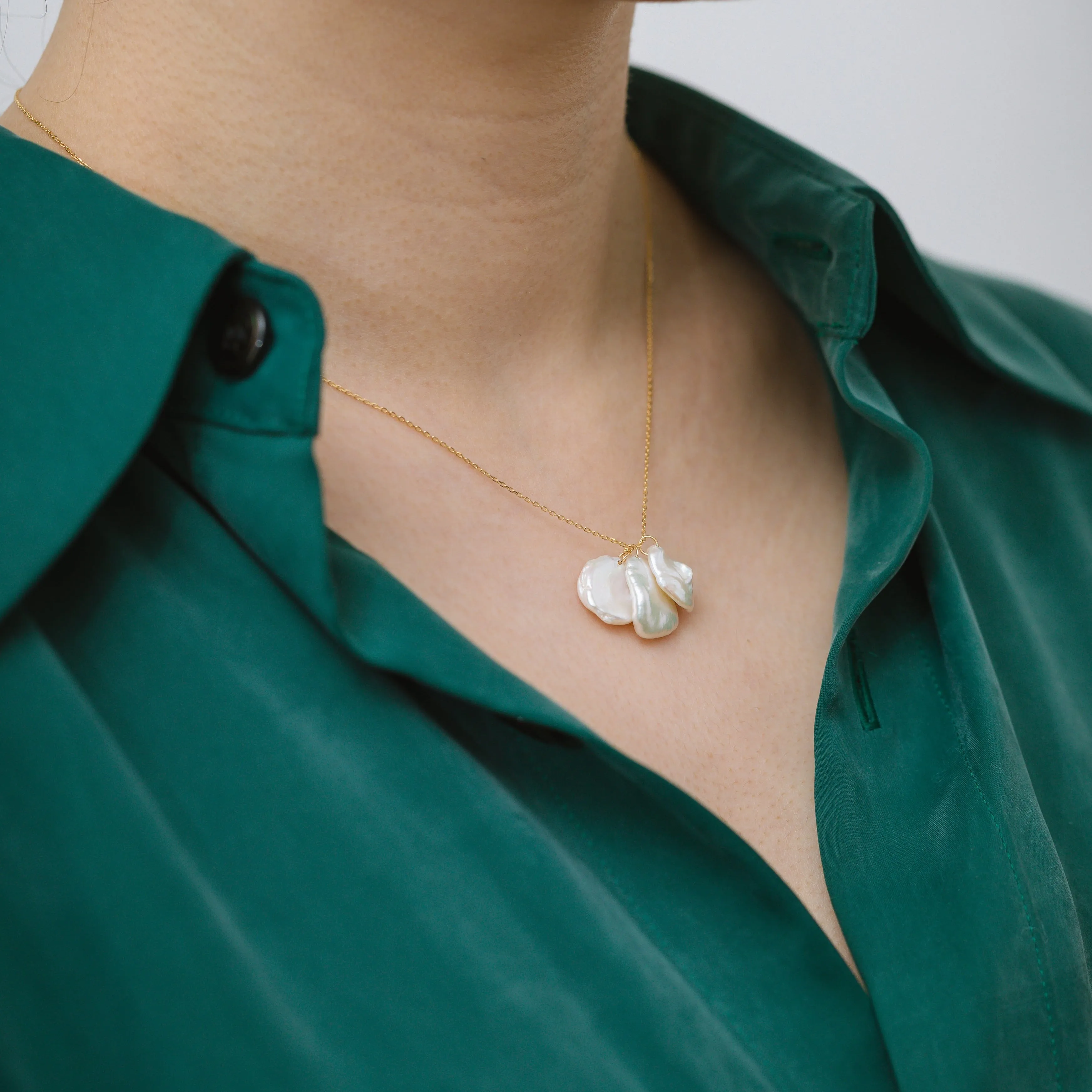 Petal triple drop necklace