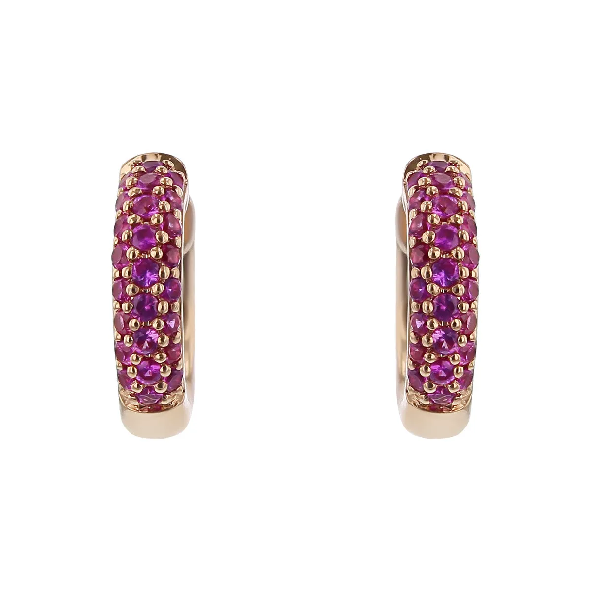Petite Hoop Earrings with Pink Sapphires