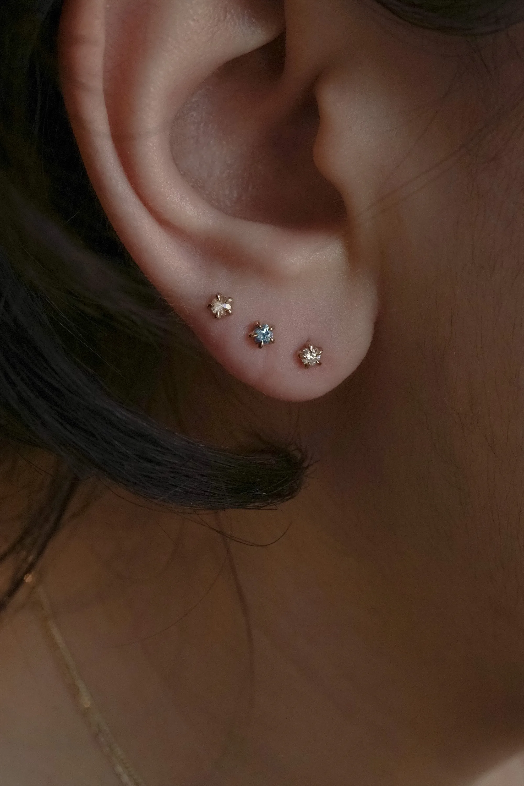 Rose Cut Diamond Moondew Stud