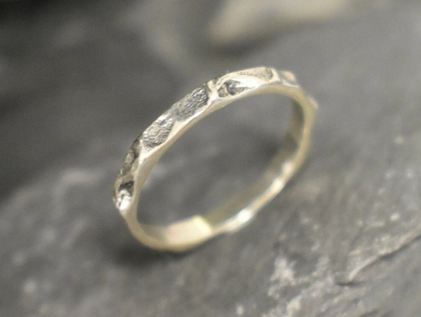 Silver Hammered Band - Textured Stackable Ring - Solid Silver Ring