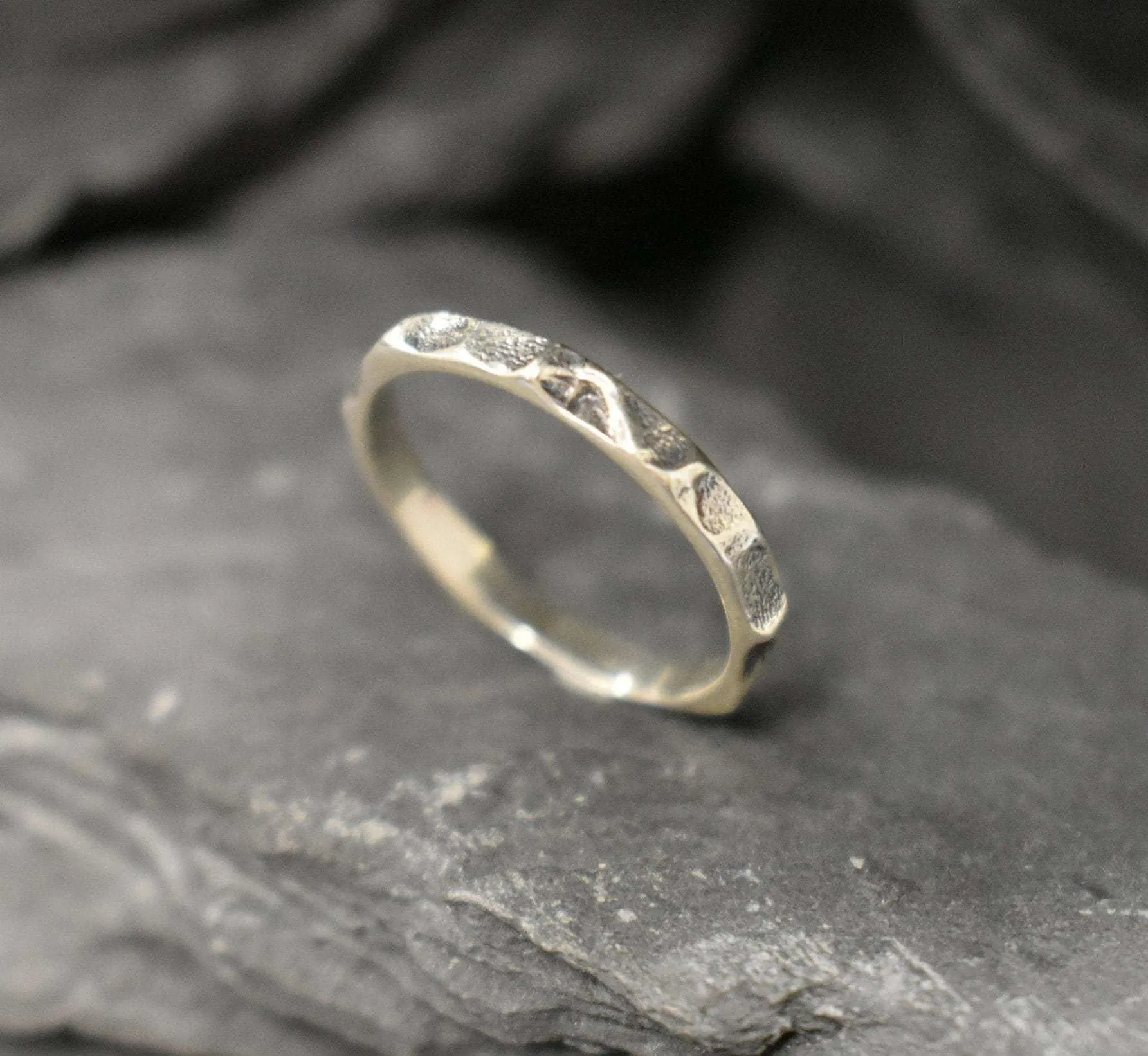 Silver Hammered Band - Textured Stackable Ring - Solid Silver Ring
