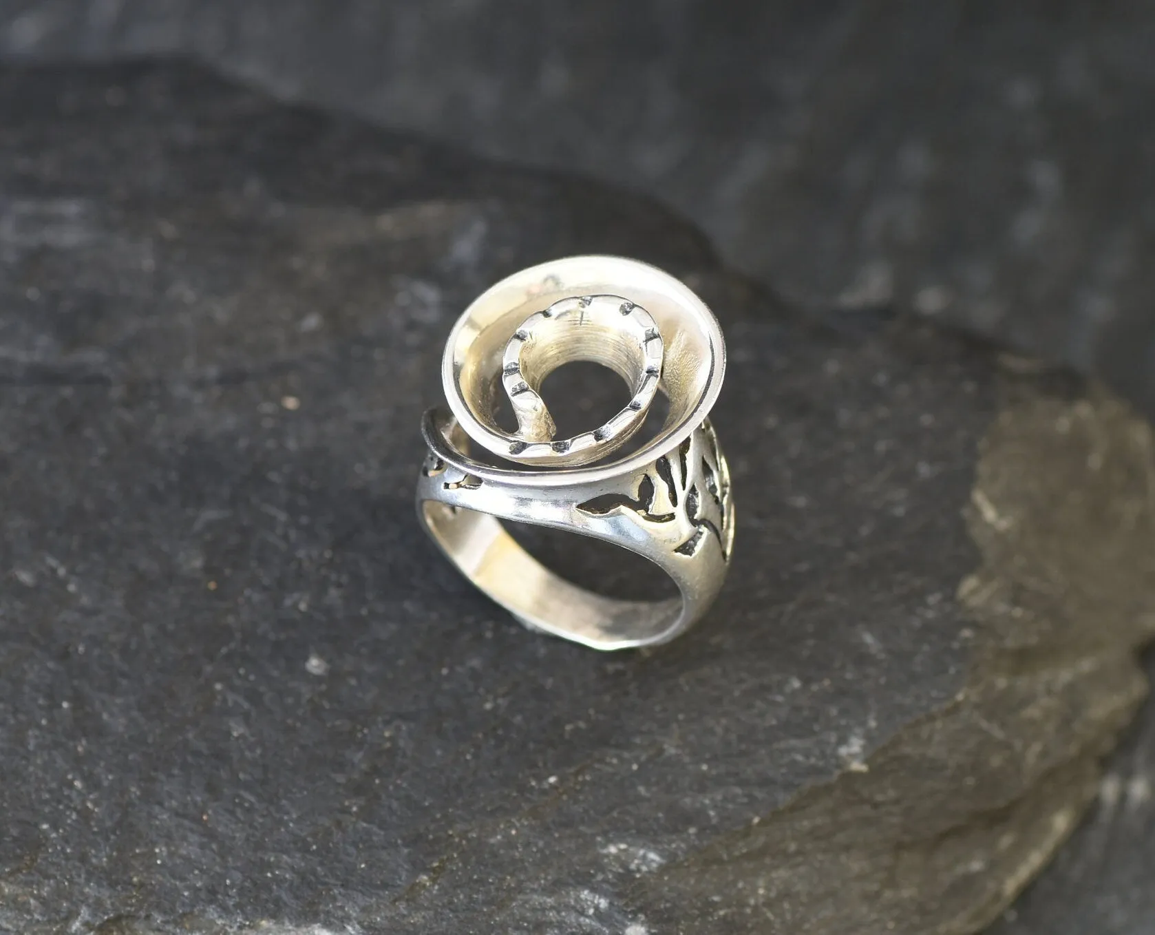 Silver Shell Ring - Silver Spiral Ring - Silver Infinity Ring