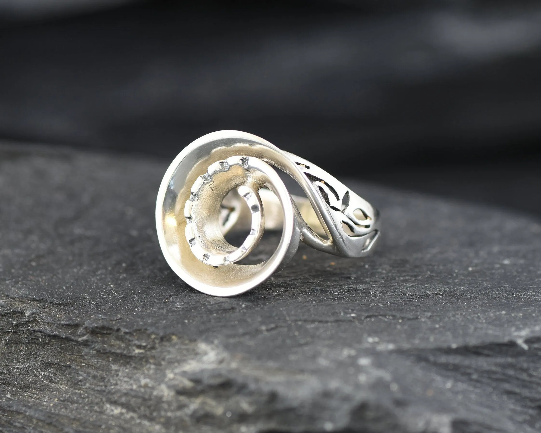 Silver Shell Ring - Silver Spiral Ring - Silver Infinity Ring