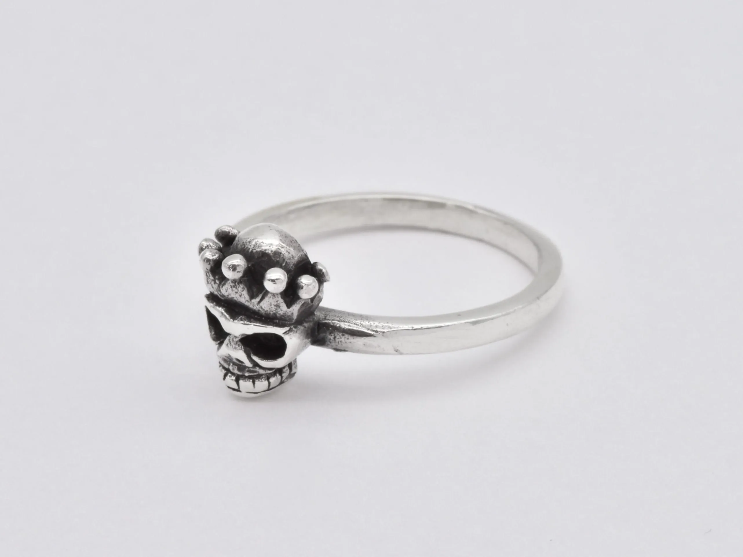 Silver Skull Ring - Skull Crown Ring, Gothic Skull Ring