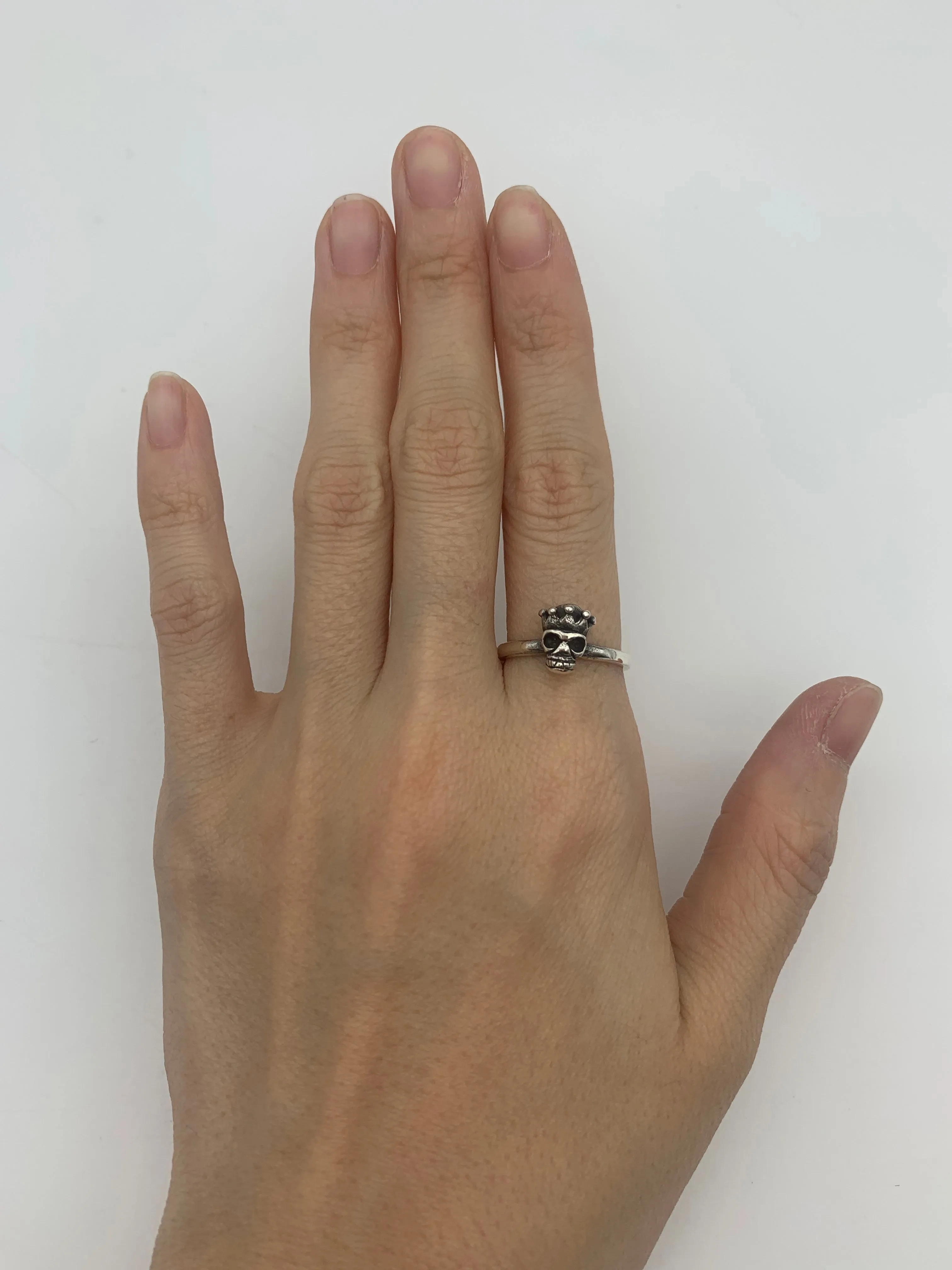 Silver Skull Ring - Skull Crown Ring, Gothic Skull Ring