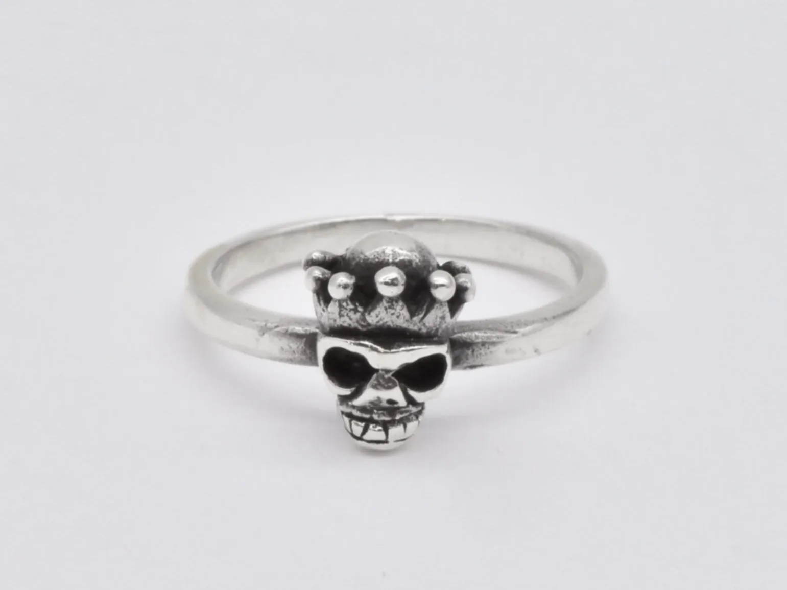 Silver Skull Ring - Skull Crown Ring, Gothic Skull Ring