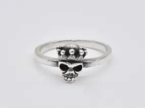 Silver Skull Ring - Skull Crown Ring, Gothic Skull Ring