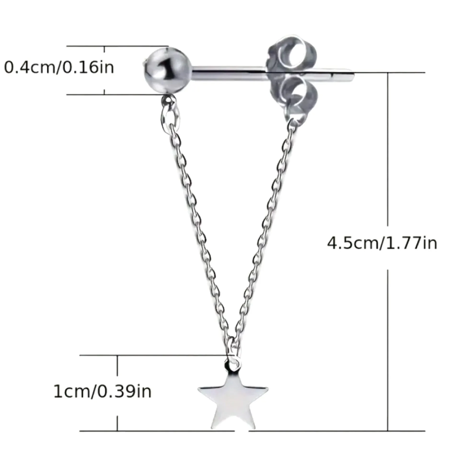 Silver Star Pendant Earrings