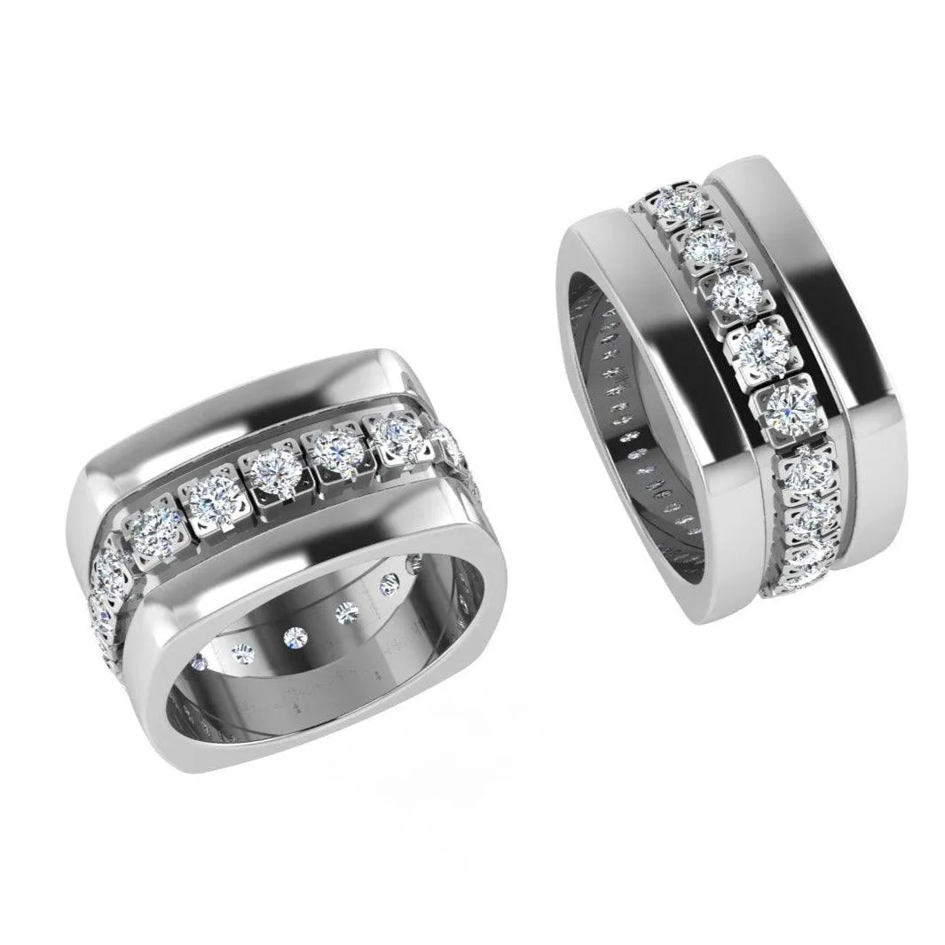 Square shaped Mens Diamond Wide Band Ring 1.47 ct