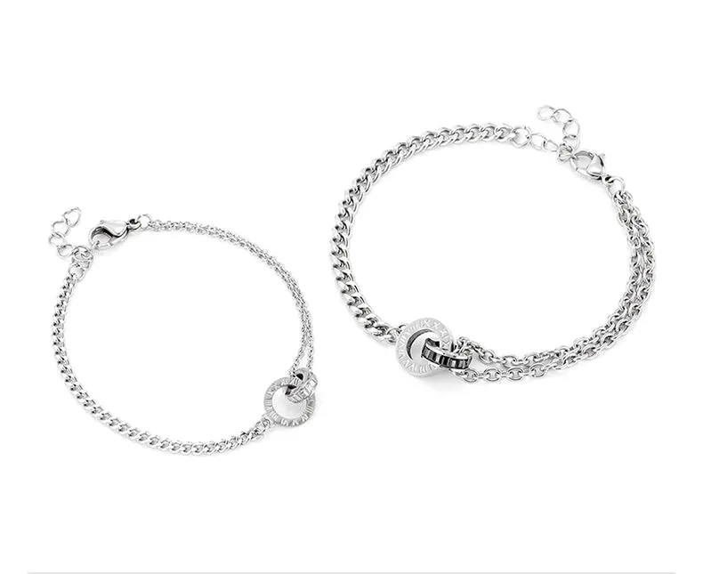 Street Interlocking Engraved Couple Bracelet