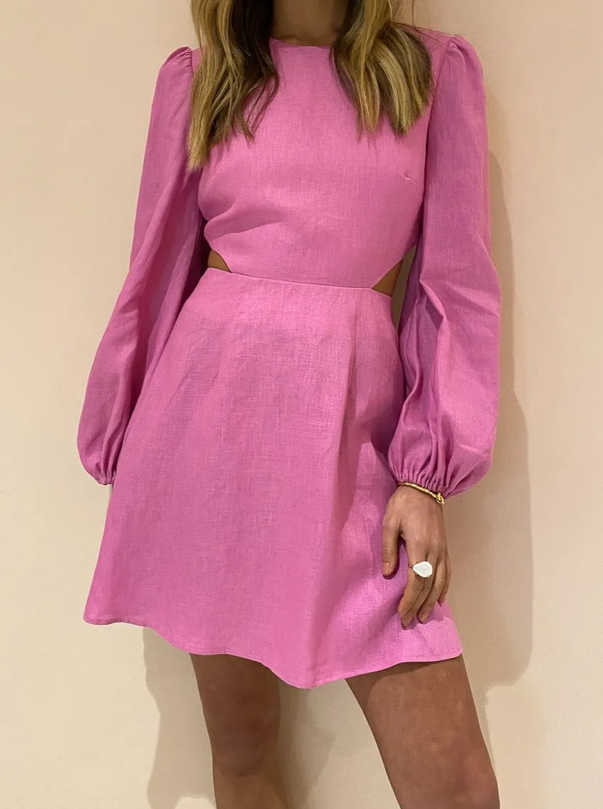 The Wolf Gang Safi Linen Cut Out Dress in Lotus