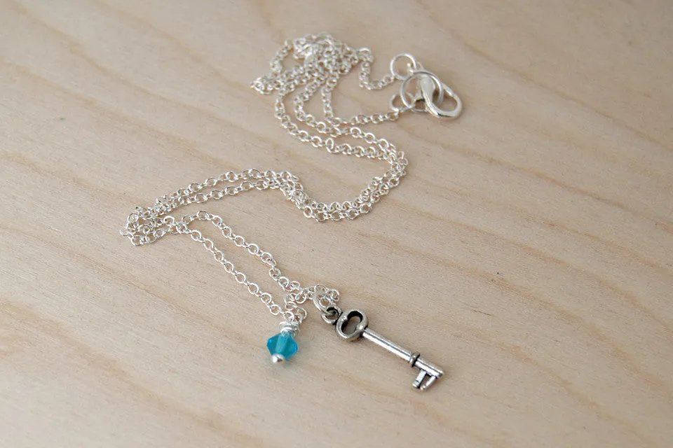 Tiny Key BFF Necklace (Sold Singly) | Silver Skeleton Key Best Friends Charm Jewelry