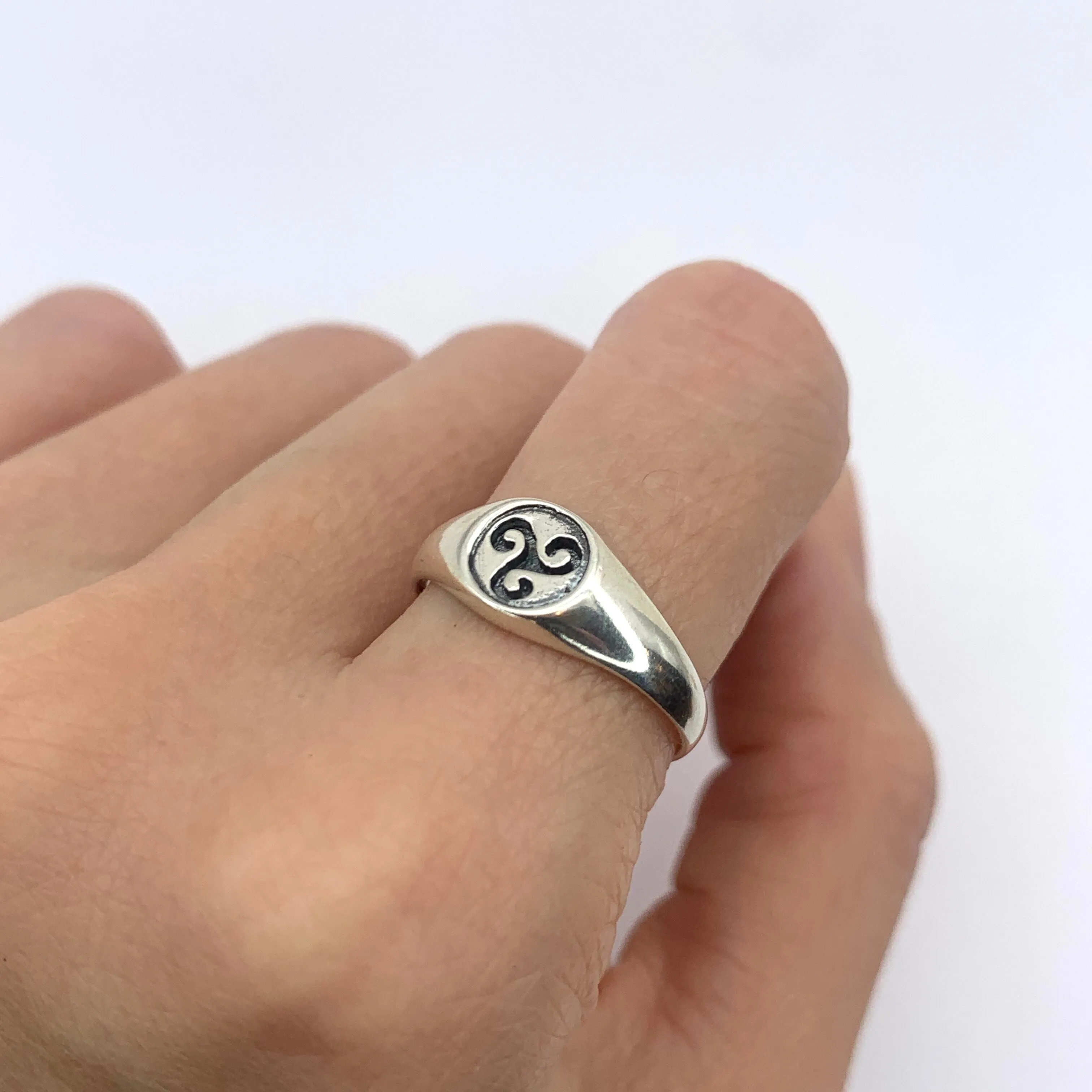 Triskelion Ring - Triple Spiral Ring - Silver Ancient Ring