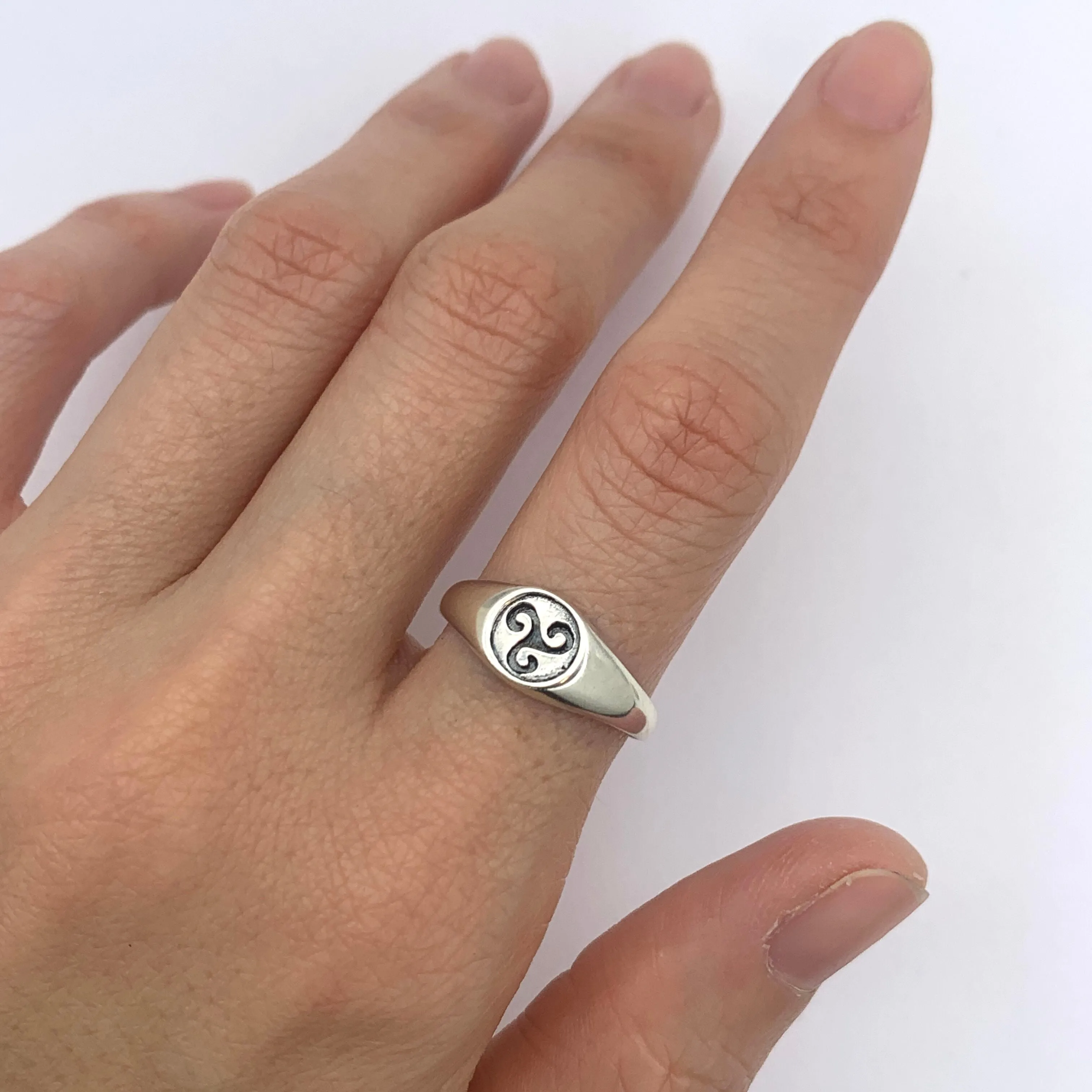 Triskelion Ring - Triple Spiral Ring - Silver Ancient Ring