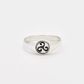 Triskelion Ring - Triple Spiral Ring - Silver Ancient Ring