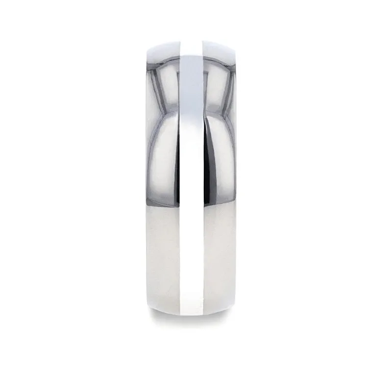 ZILVER | Titanium Ring, Silver Inlay, Domed Polished Edges